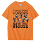 There's  Some Horros In This House Pattern  Print 100%Cotton T-Shirt