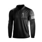 Skull Print Raglan Long Sleeve Polo Shirt