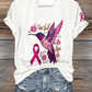 Women's Breast Cancer Awareness Hummingbird Print V-Neck T-Shirt