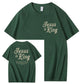 Jesus Is King Pattern  Print Cotton T-Shirt