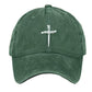 Christian Cross Pattern Washed And Distressed Hats