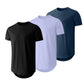 Men's 3-Pack Cotton Hipster Hip Hop Longline Crewneck T-Shirt, Men's Casual T-Shirts