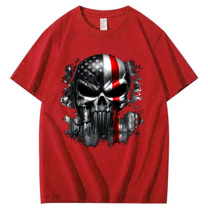 Skull Pattern Print 100%Cotton T-Shirt