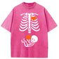 Skeleton Halloween Maternity Pregnancy Announcement Fall Mom Washed Cotton T-Shirt