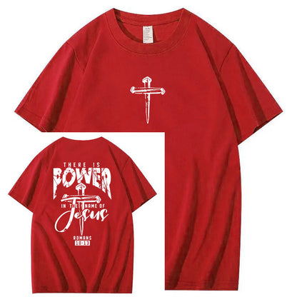There Is Power In The Name Of Jesus Pattern Print T-Shirt