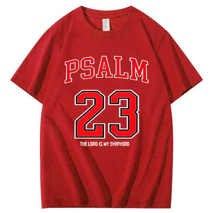 Psalm 23 The Load Is My Shepherod  Pattern Print 100%Cotton T-Shirt