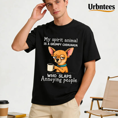 Urbntees My Spirit Animal Grumpy Chihuahua Slaps Annoying People Organic Cotton Unisex T-Shirt