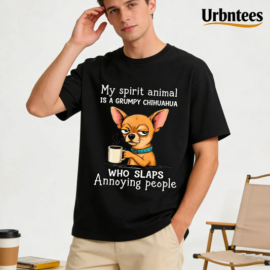 Urbntees My Spirit Animal Grumpy Chihuahua Slaps Annoying People Organic Cotton Unisex T-Shirt