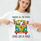 Imagine All The People Living Life In Peace Hippie Bus Funny Graphic T-Shirt