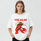 Urbntees Yee Claw Funny Crawfish Cowboy Graphic Pure Cotton T-Shirt