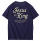 Jesus Is King Pattern  Print Cotton T-Shirt