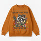 Raccoon Tangled in Christmas Lights Graphic Sweatshirt