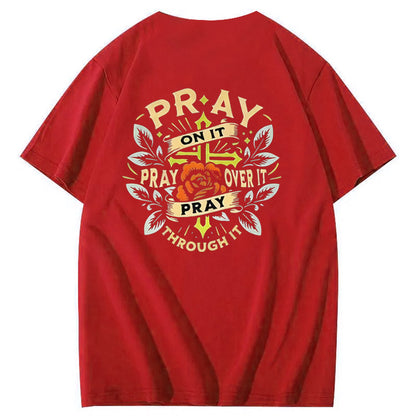 Pray Pattern Print 100%Cotton T-Shirt