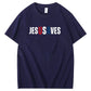 Jesus Saves Usa Pattern Print 100%Cotton T-Shirt