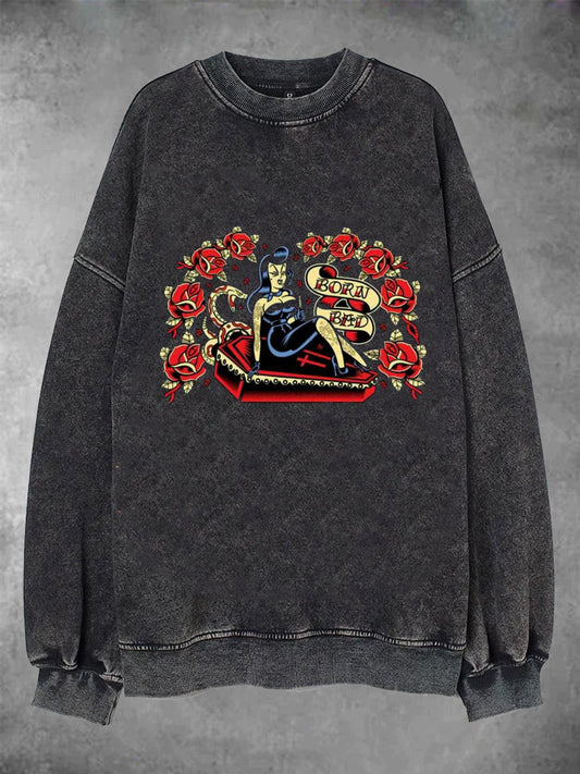 SPOOKY HALLOWEEN ROSE AND VAMPIRE CASUAL SWEATSHIRT