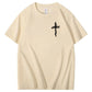 Nails Cross Pattern Print Crew Neck T-Shirt