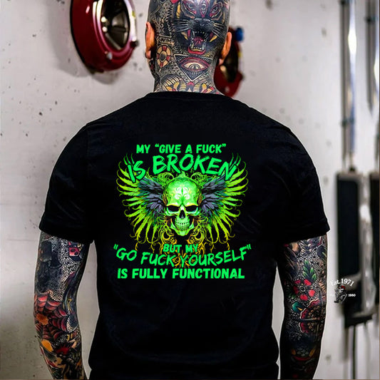 My Give A Fuck  Is Broken Pattern Print 100%Cotton T-Shirt