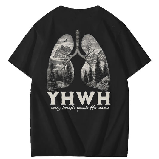 Yhwh Lung Breathing Bible Christian God Faith Jesus Art Pattern Print T-Shirt