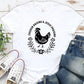 Chicken Raising&Jesus Parising Pattern Round-Neck T-Shirt