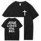 Jesus elsker dig, bror, 100% bomulds t-shirt med mønsterprint