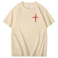 I Walk With God Pattern Printing Print Crew Neck T-Shirt