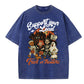 Support Your Local Trick or Treaters Pattern Washed Distressed Crew Neck 100% Cototon T-Shirt