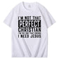 I Need Jesus  Pattern Print 100%Cotton T-Shirt