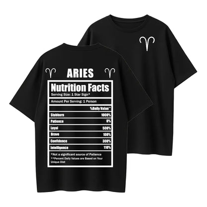 S–5XL Black Zodiac Constellation Graphic Breathable T-Shirt