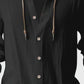 Men's Fashion Casual Beach Hooded Long Sleeve Fitted Shirt, Breathable Lightweight Linen Shirt