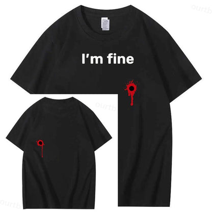 I'm Fine Pattern100% Cotton T-Shirt