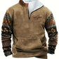 Men's Ethnic Pattern Zip Up Fleece Sweatshirt E